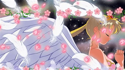 Preview Wallpaper Sailor Moon Tsukino Usagi Girl Wings Flowers