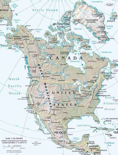 Landforms of North America, Mountain Ranges of North America, United States Landforms, Map of ...