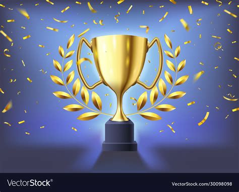 Realistic Golden Cup Winners Trophy Celebration Vector Image