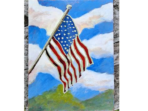 Waving Glory Flag American Flag Original Painting Etsy