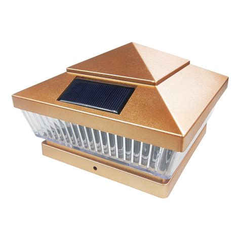 White vinyl square fence post. 8 Copper / White 5 x 5 / 6 x 6 Solar Post Deck Cap Square ...