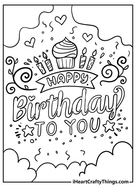 Happy Birthday Freeb3df Coloring Page Printable Happy Birthday Card