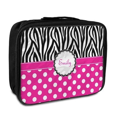Custom Zebra Print And Polka Dots Insulated Lunch Bag Personalized