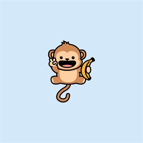 Cute Monkey Holding Banana Cartoon 2497281 Vector Art At Vecteezy