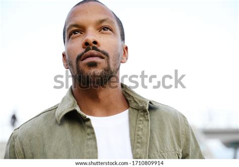 Closeup Portrait Black Young Man Walking Stock Photo 1710809914
