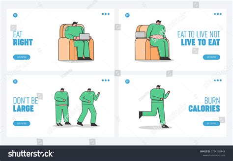 Man Weight Loss Steps Lazy Fat Stock Vector Royalty Free 1754138444