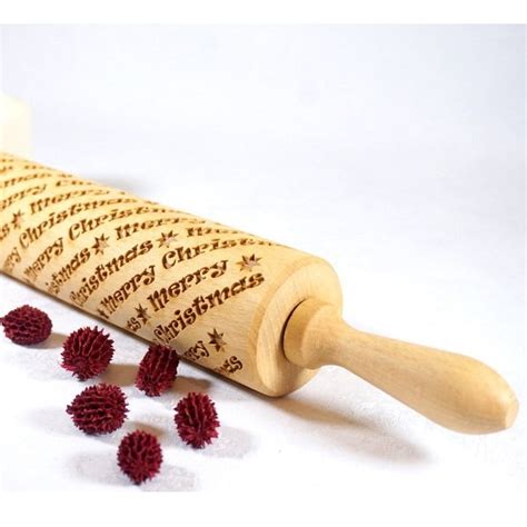 Merry Christmas Engraved Rolling Pin For Cookies Stodolapl