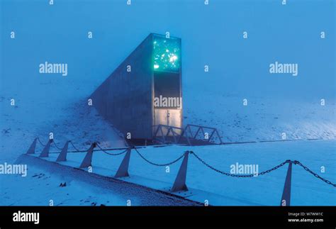 Svalbard Global Seed Vault At Twilight With Glittering Facade Designed