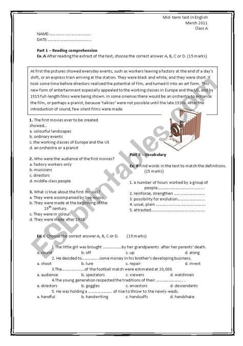 Test For High School English 13 Various Activities 2 Pages Key