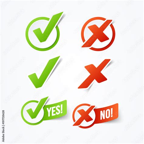 Vector Illustration Yes Or No Check Mark Stickers Labels Stock Vector
