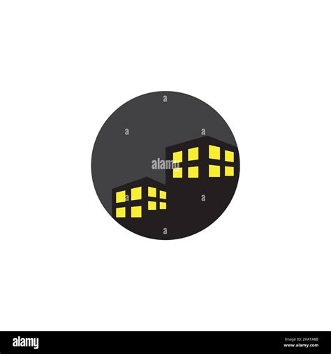 Night City Home With Light Room Logo Symbol Icon Vector Graphic Design