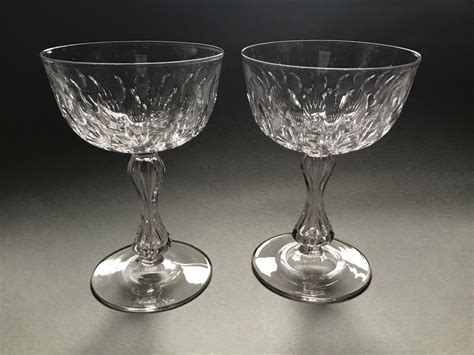 Pair Antique Champagne Glasses Hollow Closed Stemsc1880 754119