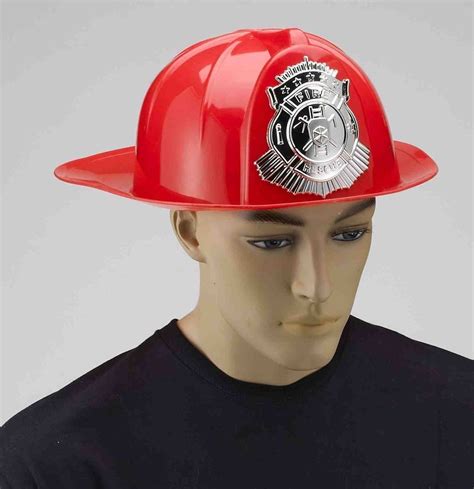Fire Chief Plastic Helmet Man Fireman Firemens Hat Adult Costume
