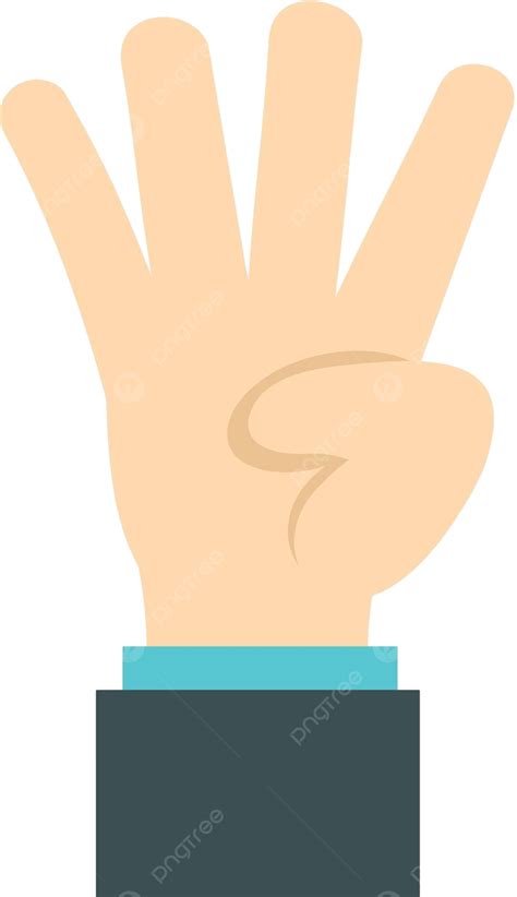 Hand Gesture Four Fingers Iconflat Style Pointing Sign Hand Vector