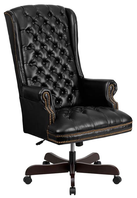 High Back Tufted Black Executive Office Chair From