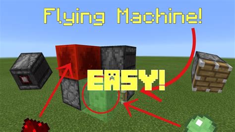 Mcpe How To Make A Piston Flying Machine Redstone Tutorial Youtube