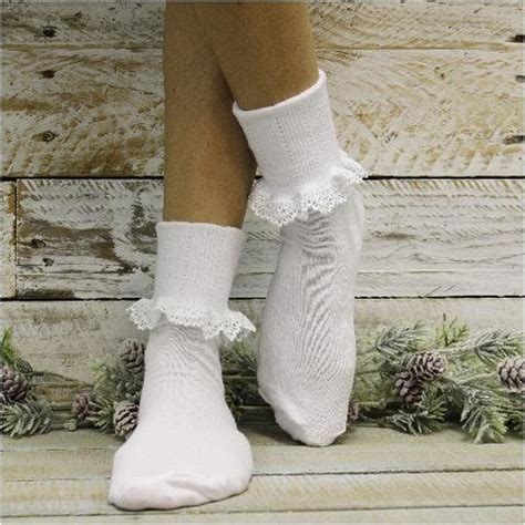 BOBBY Lace Cuff Ankle Socks White USA MADE Lace Socks Etsy