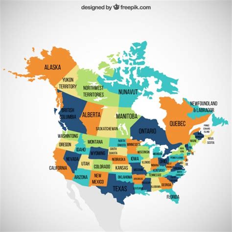 Vector illustration of the map of the united states of america and canada in blue color and white outline. Usa und kanada karte | Kostenlose Vektor