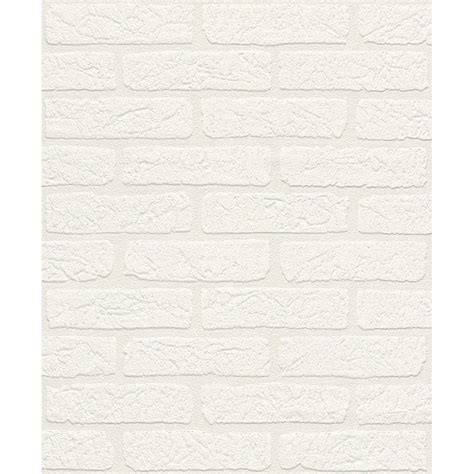 Vintage Brick White Blown Vinyl Paintable Wallpaper By Rasch 309652