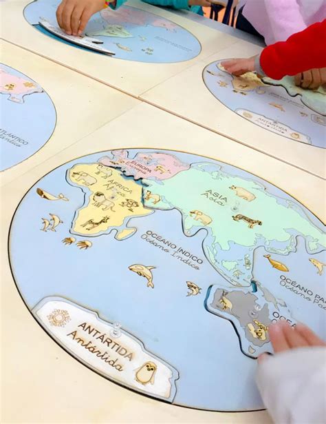 Mapa Puzzle Montessori Los Continentes Del Mundo En Madera Madrid