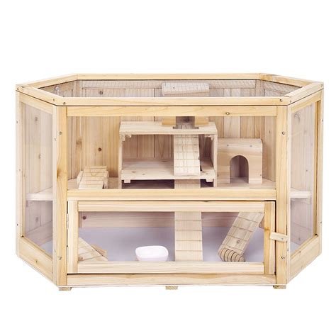 Songmics Xl Large Wooden Hamster Cage Rodent House Deluxe Villa For