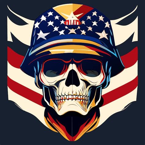 Premium Vector American Flag Skull In Digital Art Form