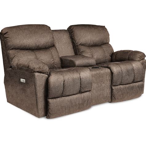 La Z Boy Morrison Casual Power Reclining Console Loveseat With Usb