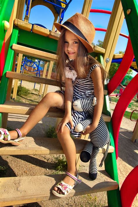 Little Girl On Playground Stock Image Image Of Ladder 45269941