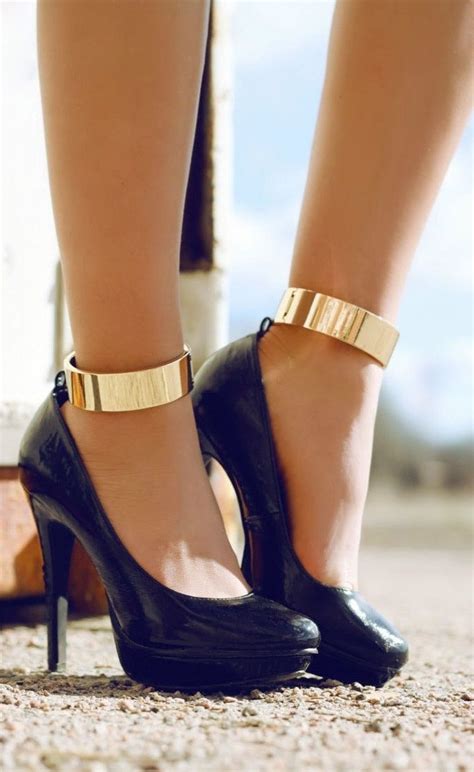 Sexy Black And Gold High Heels Shoes Pinterest