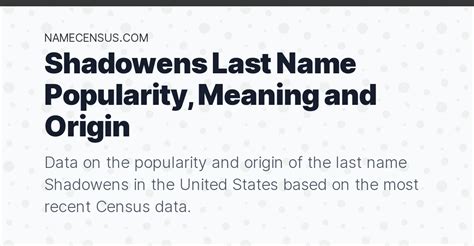 shadowens last name popularity meaning and origin