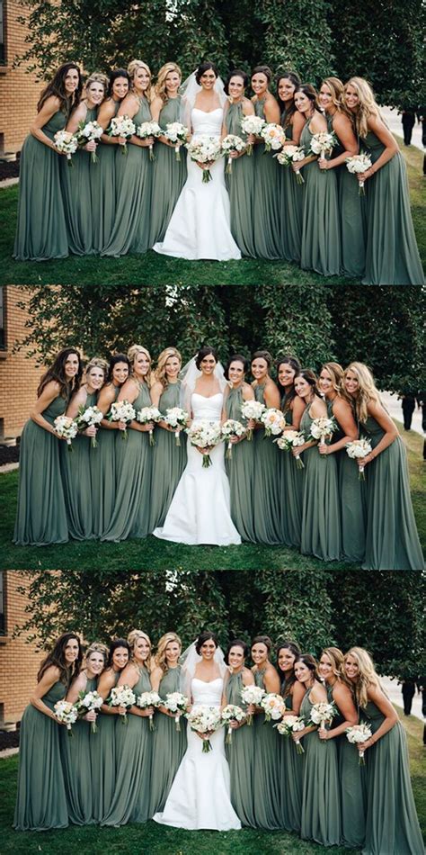 Dusty Sage Green Bridesmaid Dresses In 2021 Green Bridesmaid Dresses