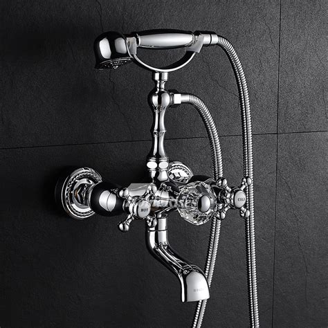 Some may prefer a wall mounted faucet that mounts onto the bathroom wall. Bathroom Tub Faucets Wall Mount Clawfoot Chrome Brass ...
