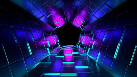 Hd Wallpaper Purple And Blue Tunnel Digital Wallpaper
