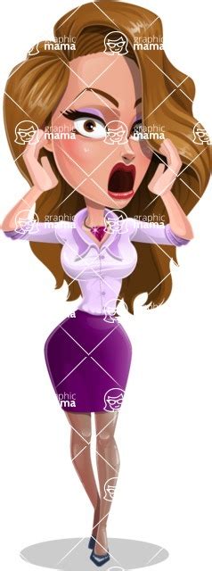 Pretty Girl With Long Hair Cartoon Vector Character Shocked Graphicmama