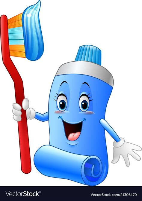 Vector Illustration Of Cartoon Funny Toothpaste And Toothbrush