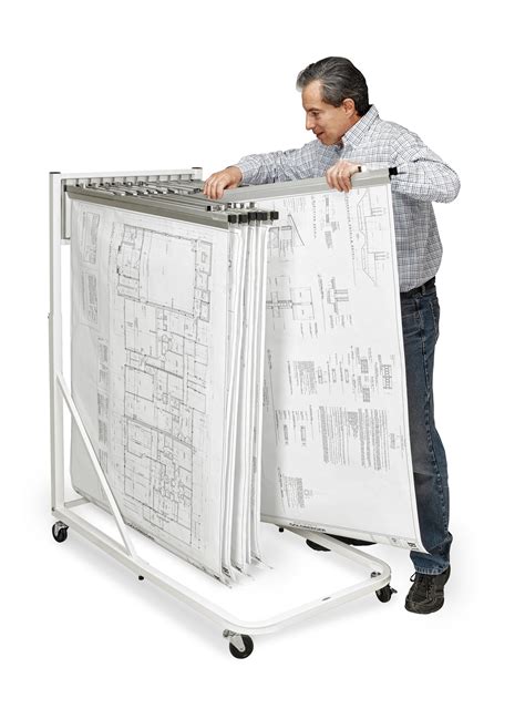 Vertical File Rolling Stand For Blueprints Alpine