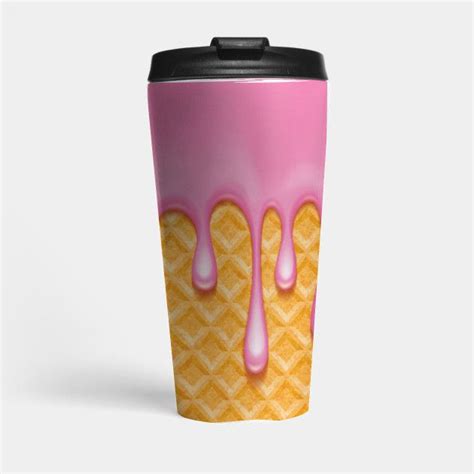 Pink Strawberry Ice Cream Cream Mugs Strawberry Ice Cream Travel Mugs Mug Designs Water