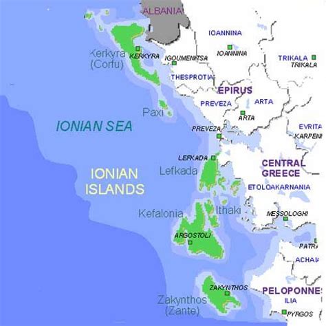 Map Of The Ionian Islands Ionian Islands Igoumenitsa Greece Islands