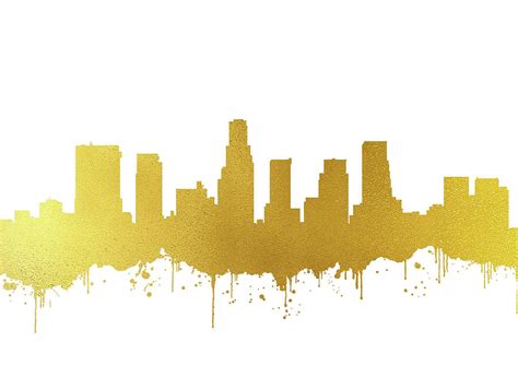 Los Angeles Skyline Gold Ii Digital Art By Erzebet S Pixels