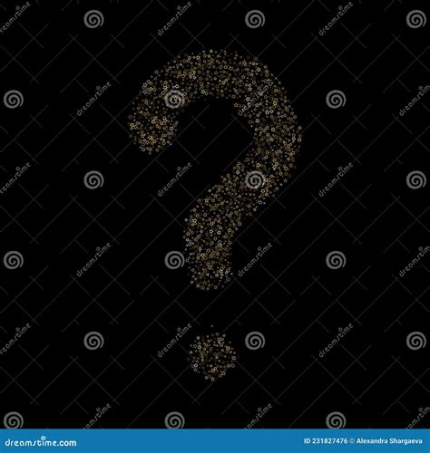 Question Mark Gold Glitter Stars Luxury Confetti Stock Vector