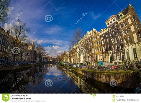Amsterdam Nederland 10 Maart 2018 Mooie Openluchtmening Van Huizen