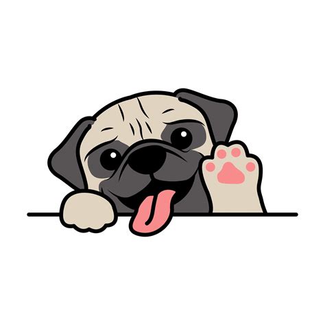 Lindo Perro Pug Ondulación Pata Caricatura 1339810 Vector En Vecteezy