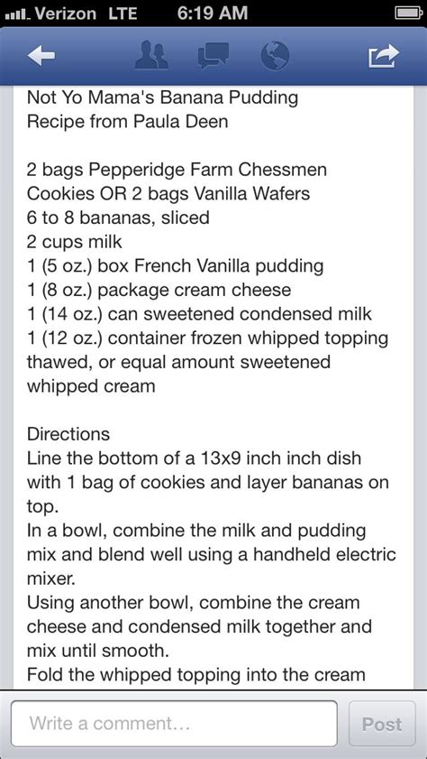 Using another bowl, combine the cream cheese and condensed milk together and mix until smooth. Not Yo' Mama's Banana Pudding | Recept | Bröd, Efterrätter ...