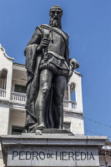 Statue Of Pedro De Heredia In The Old Center Of Cartagena De Indias In