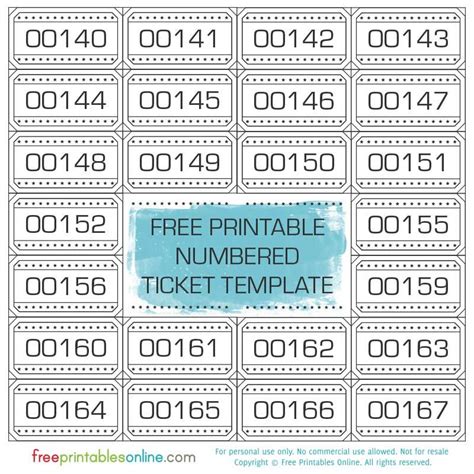 Free Printable Car Wash Ticket Numbered Template