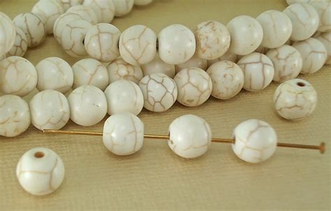 14 Stone Beads 8mm Real Howlite Ivory Bone Color 8mm Round