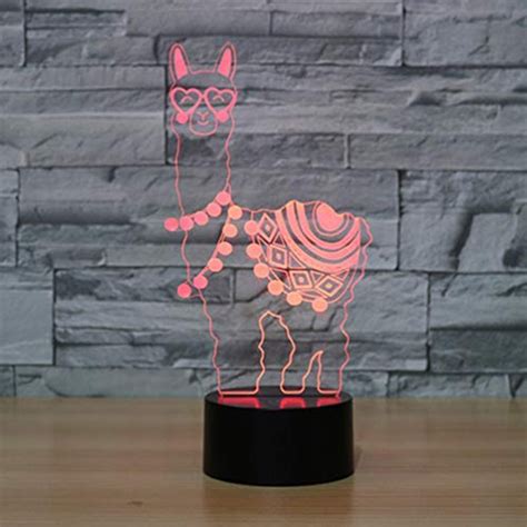 3d Illusion Lamps Led Alpaca Llama Night Lights Usb 7 Colors Sensor