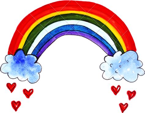 Hand Drawing Of Colorful Watercolor Rainbow And Clouds Hand Drawn Rainbow Png 550x429 Png
