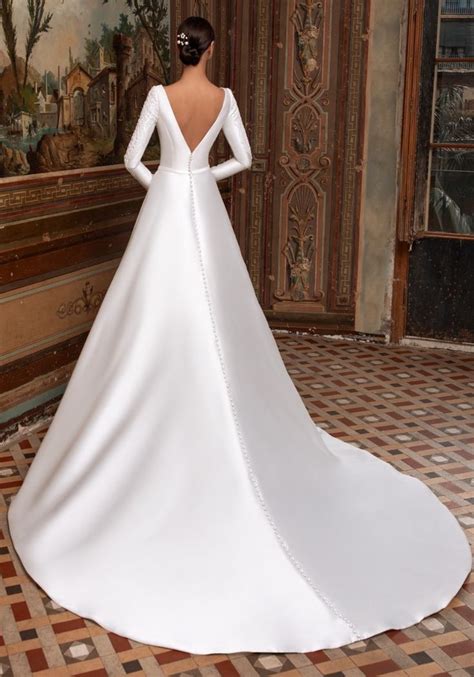Pronovias Vesta Regal Long Sleeves Mikado Wedding Dress Designer