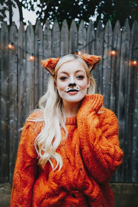 Woman Standing Next To A Fence Fox Costume Diy Animal Costumes For